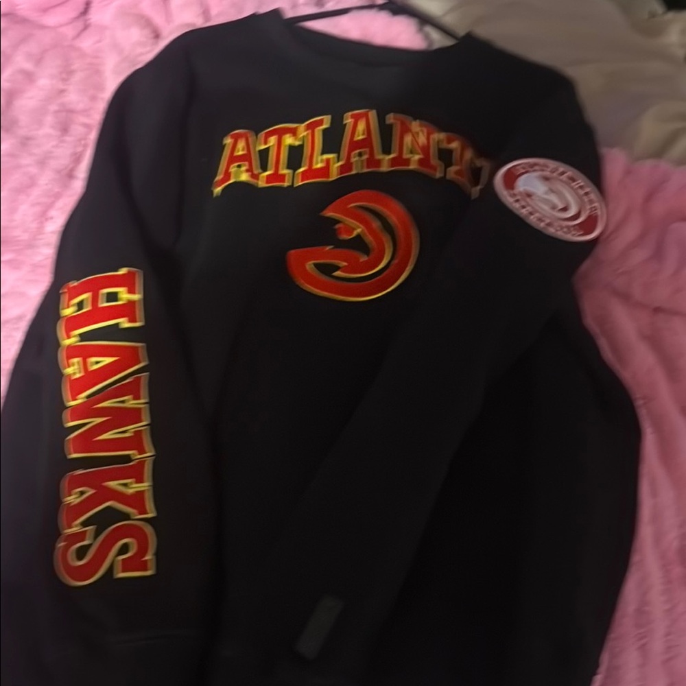Black and Red Crewneck Sweater with Atlanta Hawks Branding